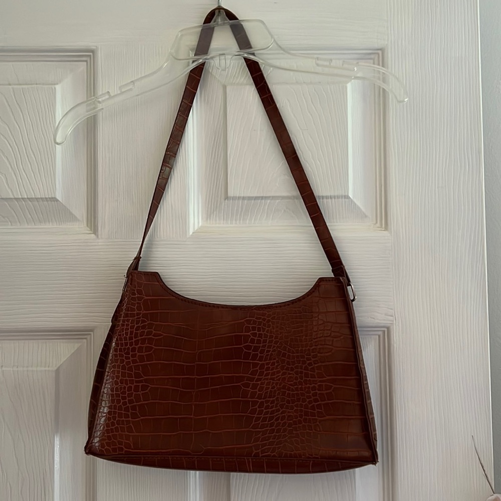 Brown croc leather shoulder bag/purse